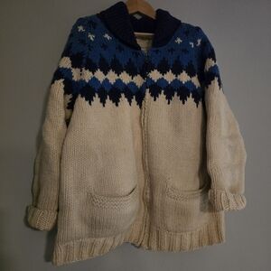 Handmade Vintage Canadian Chunky Knit Cowichan Style Sweater, Large